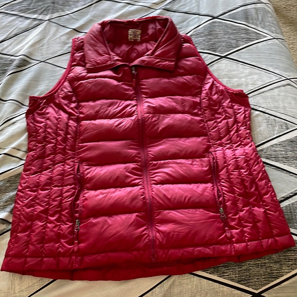 Puffy red vest.
